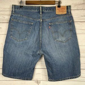 Levis Mens 505 Regular Fit Denim Jean Shorts sz 34‎ Blue Summer Casual
